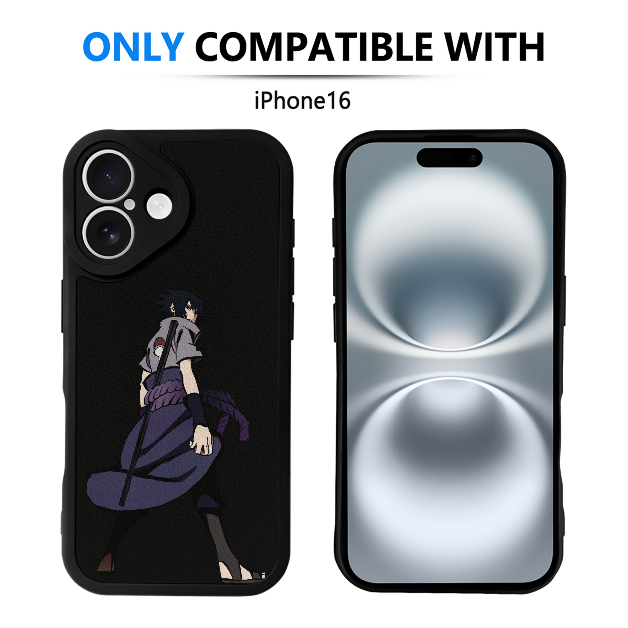 （画像用） NARUTO -ナルト- うちは サスケ Uchiha Sasuke 【iPhone 16シリーズ対応】シリコンスマホケース（レザー調） 材質：シリコン